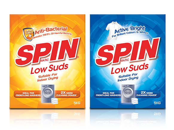 SPIN low suds packaging