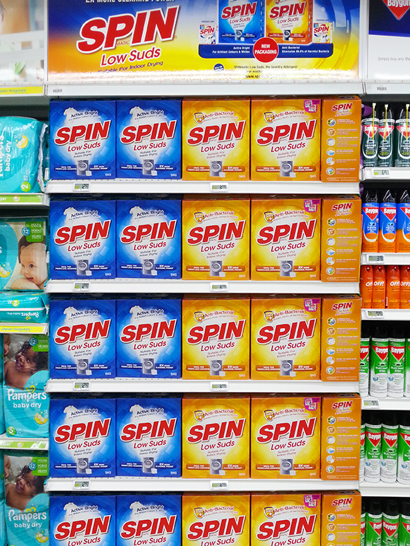 SPIN low suds packaging
